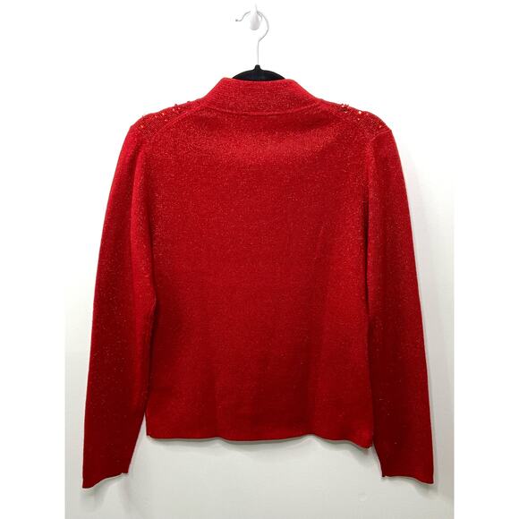 Dressbarn Embellished Rhinestone Sweater Long Sleeve Pullover Christmas Red S - Picture 5 of 10